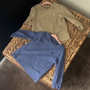 Set of Two (2) Ralph Lauren Tan and Blue Kids Long Sleeve Tops. 24M